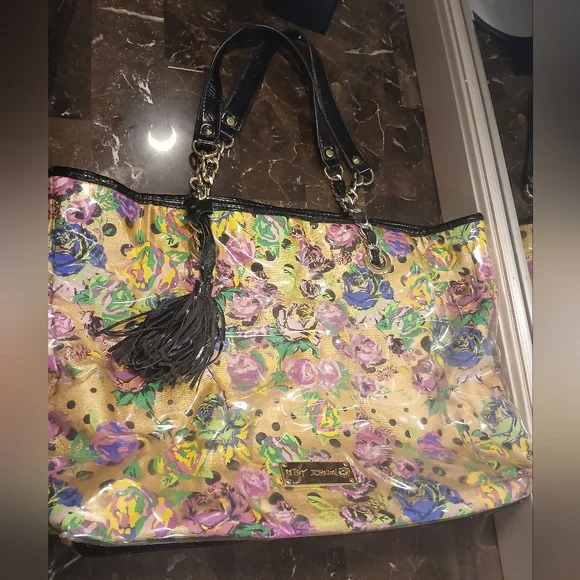Betsey Johnson Floral Tote Bag - Gold and Multicolor - Picture 7 of 16